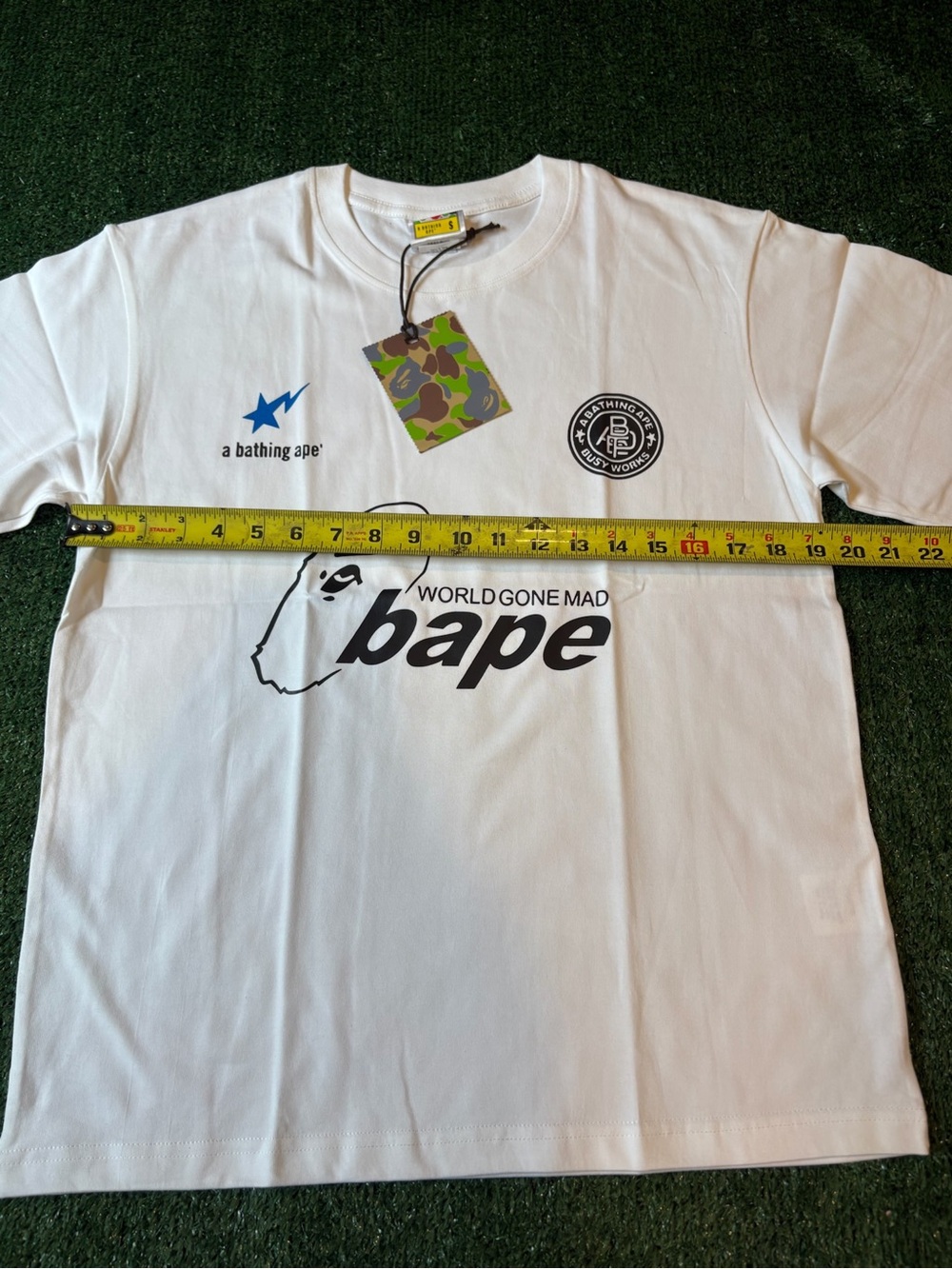 Bape White Short Sleeve Tee “World Gone Mad” - Picture 9 of 9